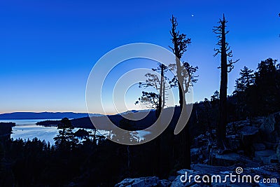 Sun rise landscape around the Emerald Bay of Lake Tahoe Stock Photo