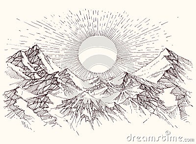 Sun rise sketch Vector Illustration