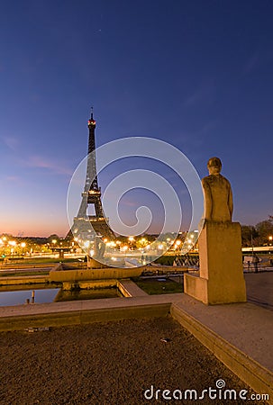 Sunrise on the Eiffel Tower Editorial Stock Photo