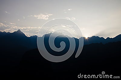 Sunrise at Macchu Picchu, Peru Stock Photo