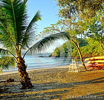 Sun rising over the Playa Blanca beach in Papagayo, Costa Rica Stock Photo