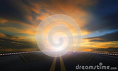 Sun rising sky and asphalt highway use as traveling and journey background Stock Photo