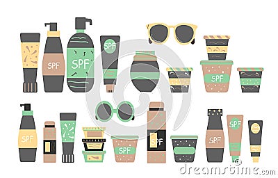 Sun safety collection Vector Illustration
