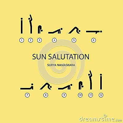 sun salutation yoga exercises Stock Photo