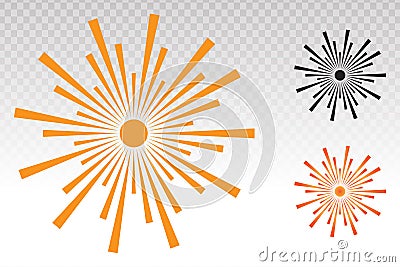 Sun or screen brightness vector icon on a transparent background Vector Illustration