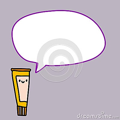 Sun screen cream protection hand drawn vector illustration in cartoon style with speech bubble Cartoon Illustration