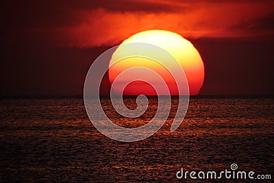 Sun on sea horizon Stock Photo