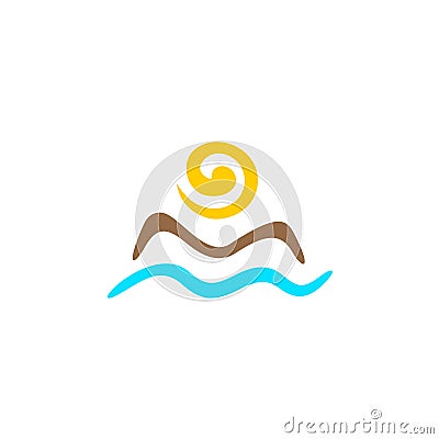 Sun and sea logo Vector Illustration