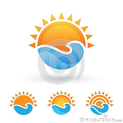 Sun and sea symbol Vector Illustration