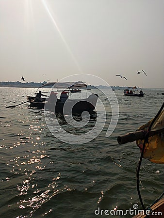 Sun set in Allahabad city in india Stock Photo