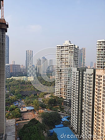 Sun set of Image of Indian Mumbai metro city. Mumbai city Editorial Stock Photo