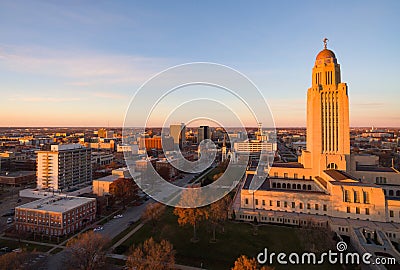 Fall Color Orange Tree Leaves Nebraska State Capital Lincoln Stock Photo