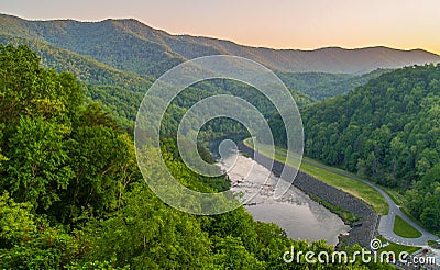 Sunset over the Little Tennessee River Stock Photo