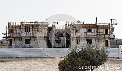 Sun Setting on Housing Construction Project in Mitzpe Ramon in Israel Stock Photo