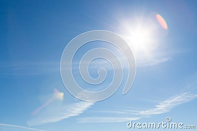 Sun shining blue sky Stock Photo