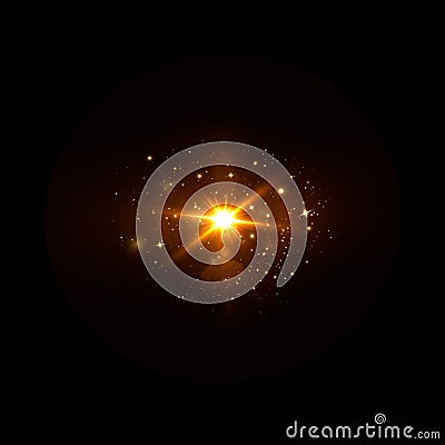 The sun is shining bright light rays with realistic glare Vector Illustration