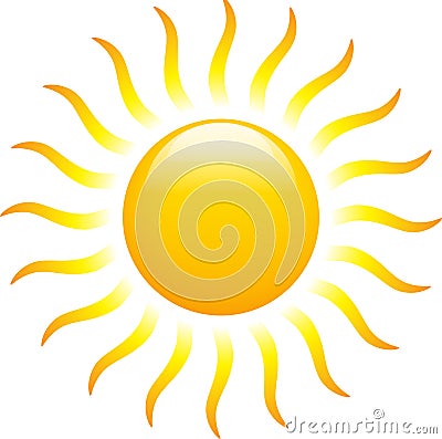 Sun shining with curly rays Vector Illustration