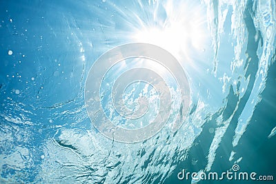 Sun shining through the water surface Stock Photo