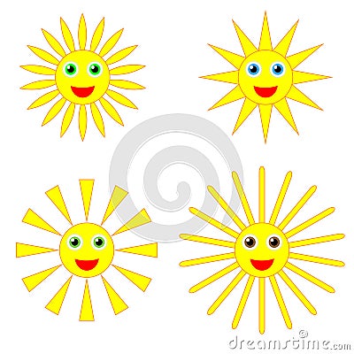 Sun smiles collection Vector Illustration