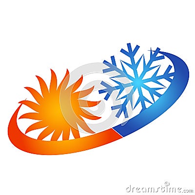 Sun and snowflake air conditioning Vector Illustration