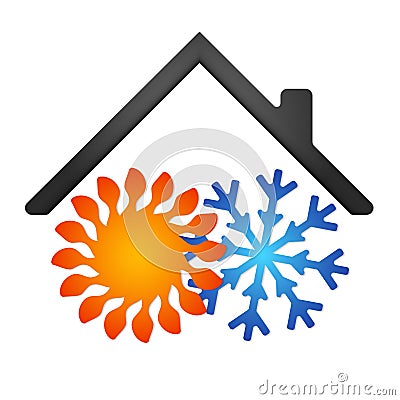 Sun and snowflake air conditioning for home Vector Illustration