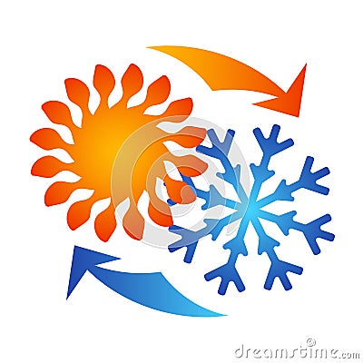 Sun and snowflake air conditioning and ventilation Vector Illustration