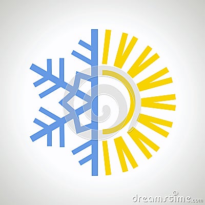 Sun and snowflake icon Vector Illustration