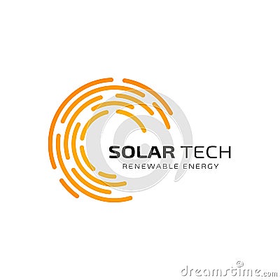 Sun solar energy logo design template. solar tech logo design Vector Illustration