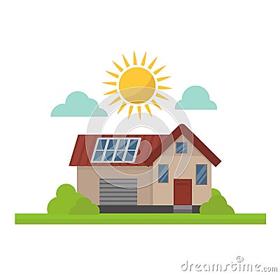 Sun solar energy vector house Vector Illustration