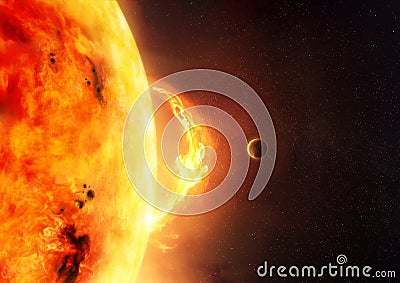 The Sun - Solar Flare Cartoon Illustration