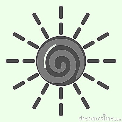 Sun solid icon. Summer sunny weather brightness glyph style pictogram on white background. Astronomy signs for mobile Vector Illustration