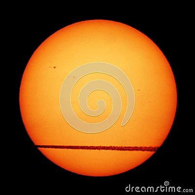 Sun spots airpaln transit Stock Photo