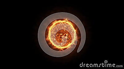 Sun is a star or fireball on black background, computer render Stock Photo