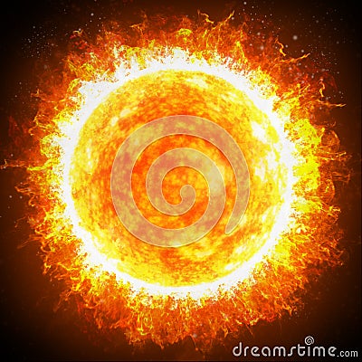 Sun and stars close up. Solar flares is a sudden flash of increased brightness on the Sun Stock Photo