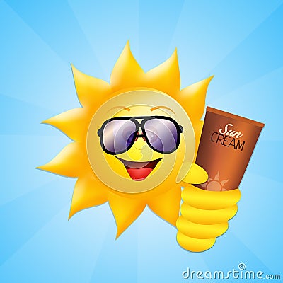 Sun with sun lotion Stock Photo