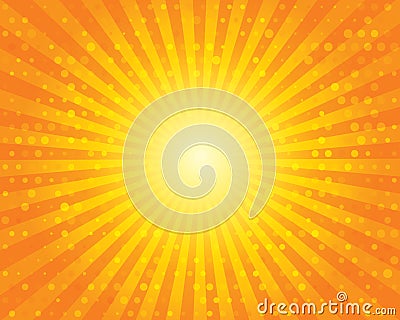 Sun Sunburst Pattern with circles. Orange sky. Stock Photo