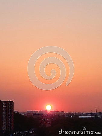 Sun sunset evening picture trees Stock Photo