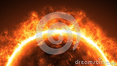 Sun surface with solar flares. Abstract scientific background Stock Photo