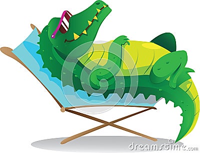 Sun tanning croc Vector Illustration