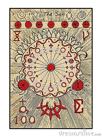 The Sun. The tarot card Vector Illustration