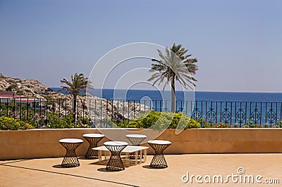 Sun Terrace Overlooking the Sea Stock Photo