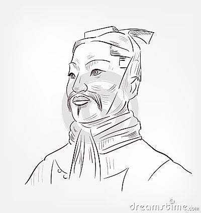 Sun Tzu vector sketch portrait isolated Editorial Stock Photo