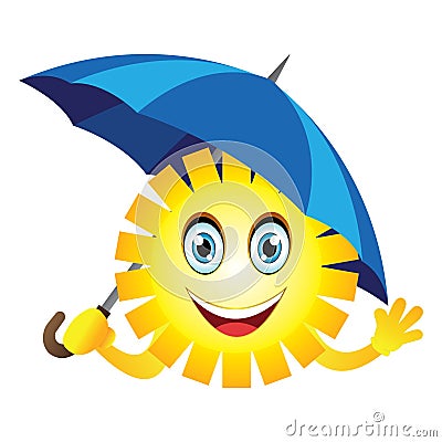 Sun with an umbrella Vector Illustration