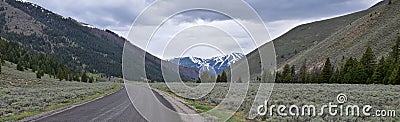 Sun Valley, Badger Canyon in Sawtooth Mountains National Forest Landscape panorama views from Trail Creek Road in Idaho. Stock Photo