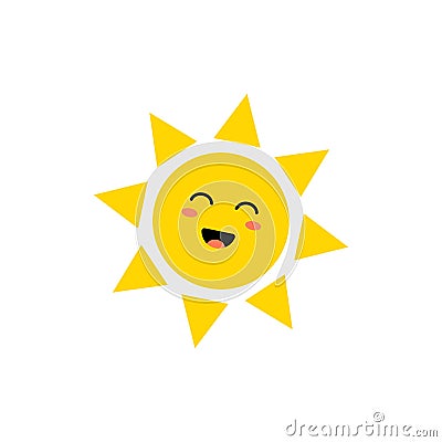 Sun - vector icon. Cute yellow sun with happy face. Emoji. Summer emoticon. Vector illustration Vector Illustration