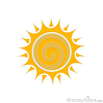 Sun vector icon. Summer sunshine illustration on white isolated Vector Illustration