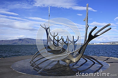 The Sun Voyager sculpture in ReykjavÃ­k, Iceland Editorial Stock Photo