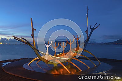 Sun Voyager Sculpture in Reykjavik Editorial Stock Photo