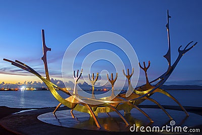 Sun Voyager Sculpture in Reykjavik Editorial Stock Photo