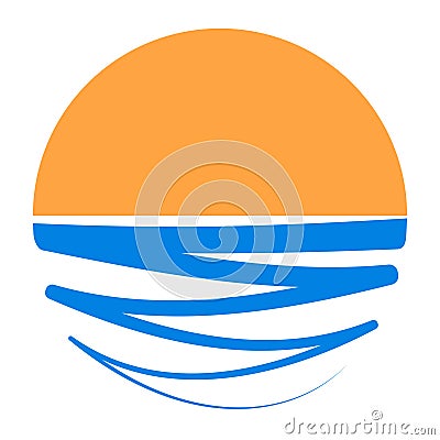Sun and water logo resort beach vacation coast stock illustration Vector Illustration